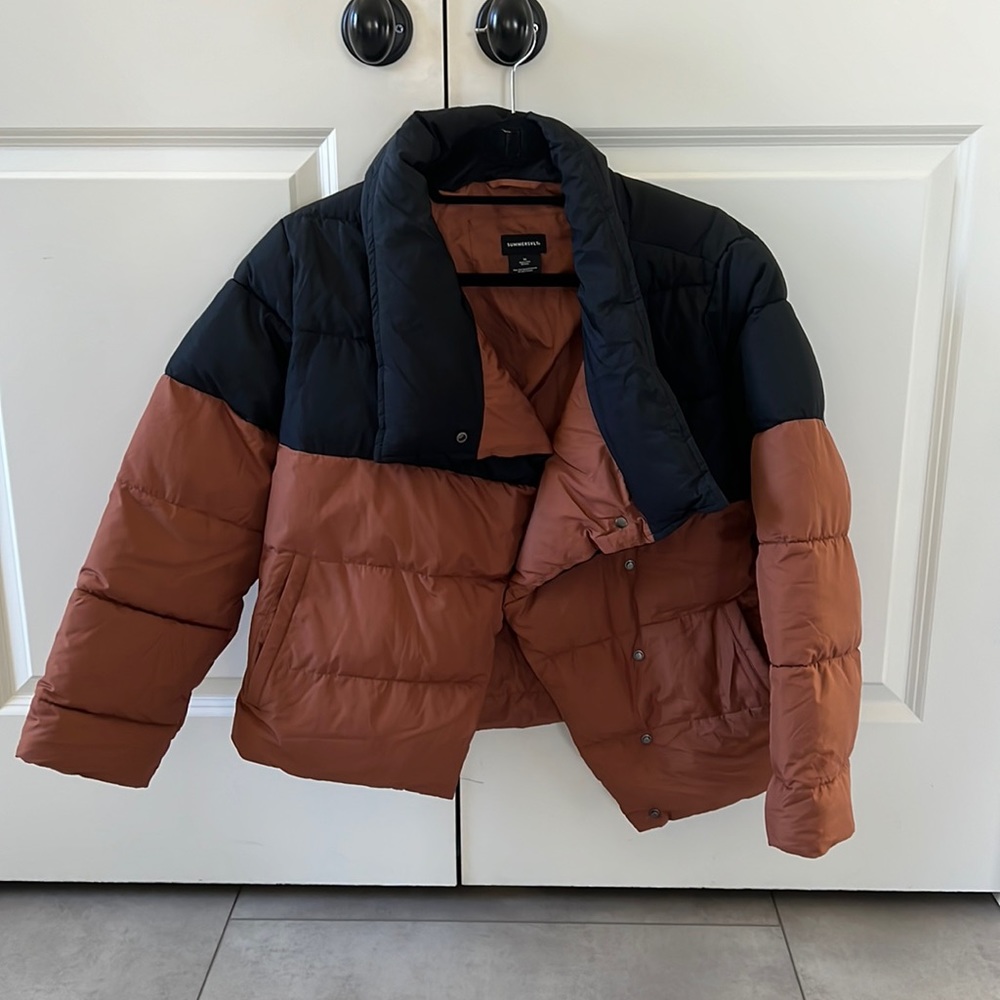 Summersalt two tone puffer coat